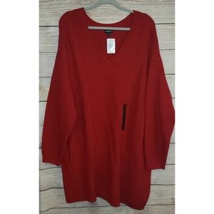 NWT Torrid Red Knit V-Neck Tunic Sweater